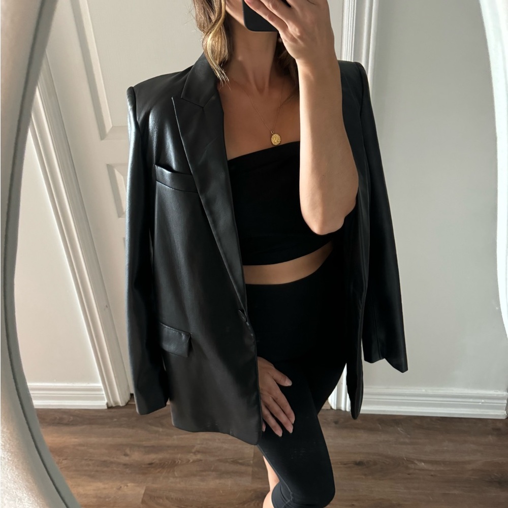 Zara Faux Leather Blazer